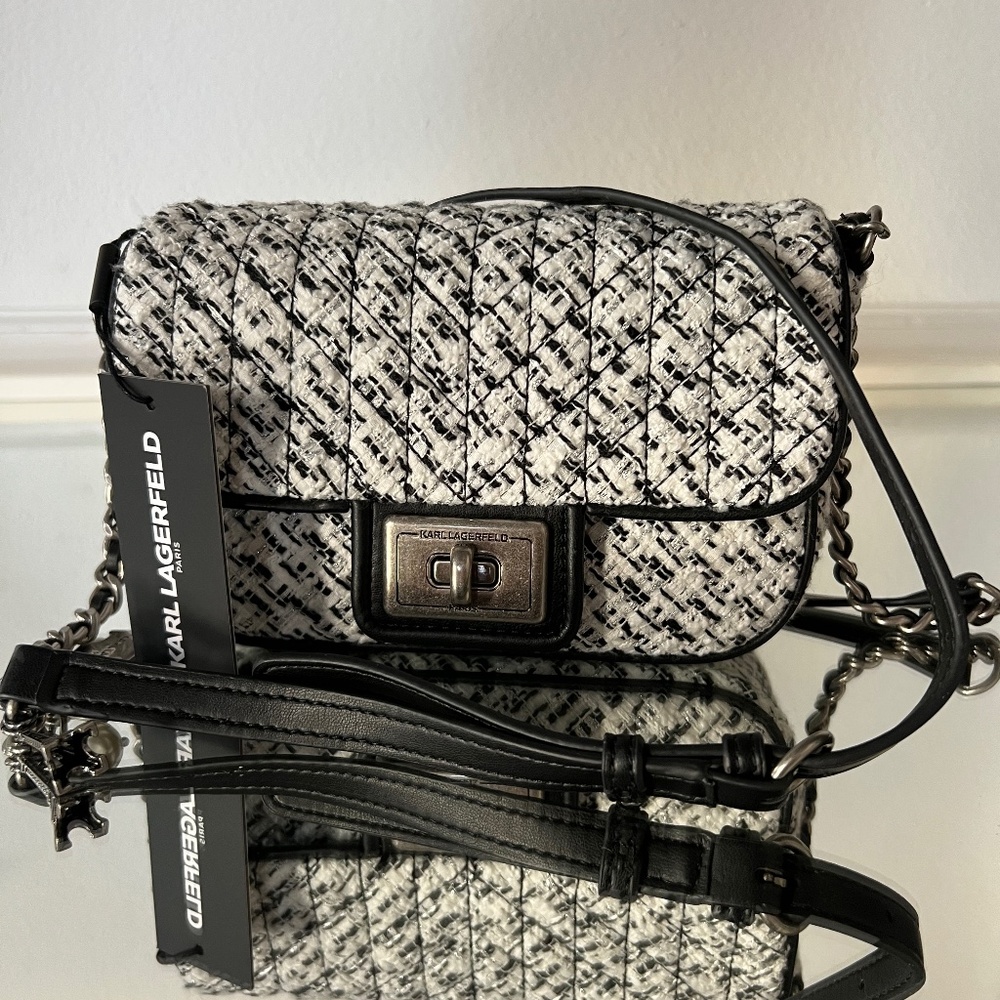 NWT. Karl Lagerfeld Paris Women's Agyness Bouclé Shoulder Bag